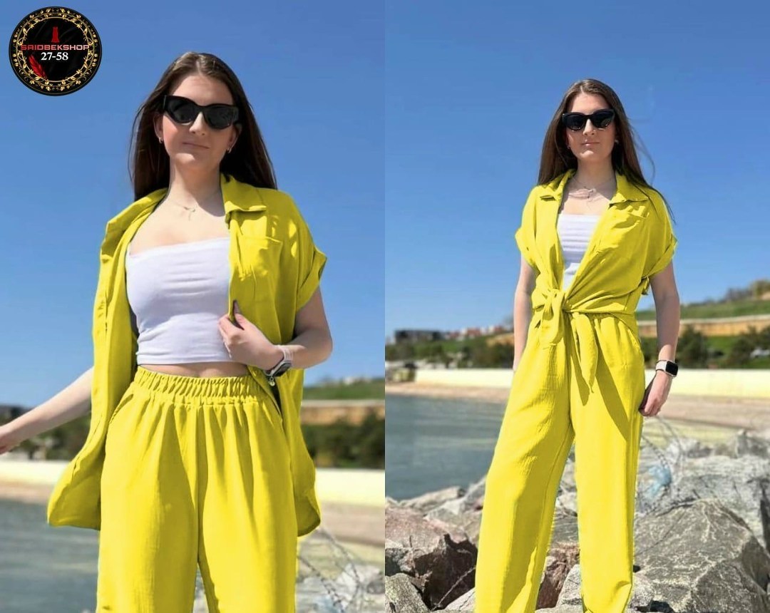 костюм женский брючный летний,летние брючные костюмы,костюм с брюками,костюм желтый,летние костюмы