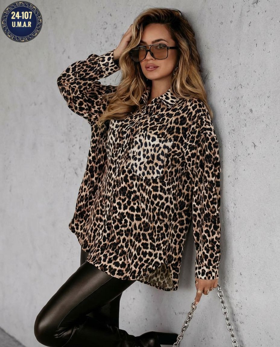 леопардовая рубашка,женская рубашка с леопардовым принтом,блузка леопардовая,блузка женская,женская рубашка-блуза с леопардовым принтом, длинным рукавом