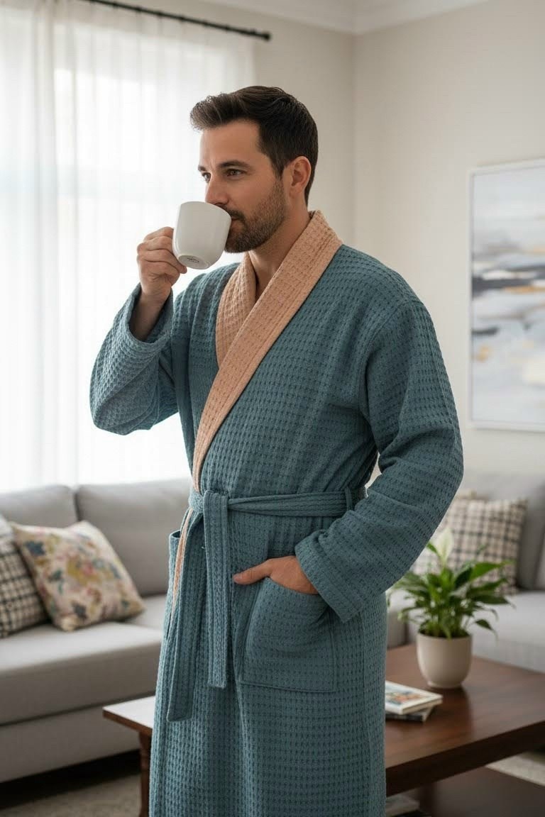 халат вафельный мужской,халат банный вафельный,вафельный халат,мужской вафельный халат panda hug orlando малахит,халаты банные