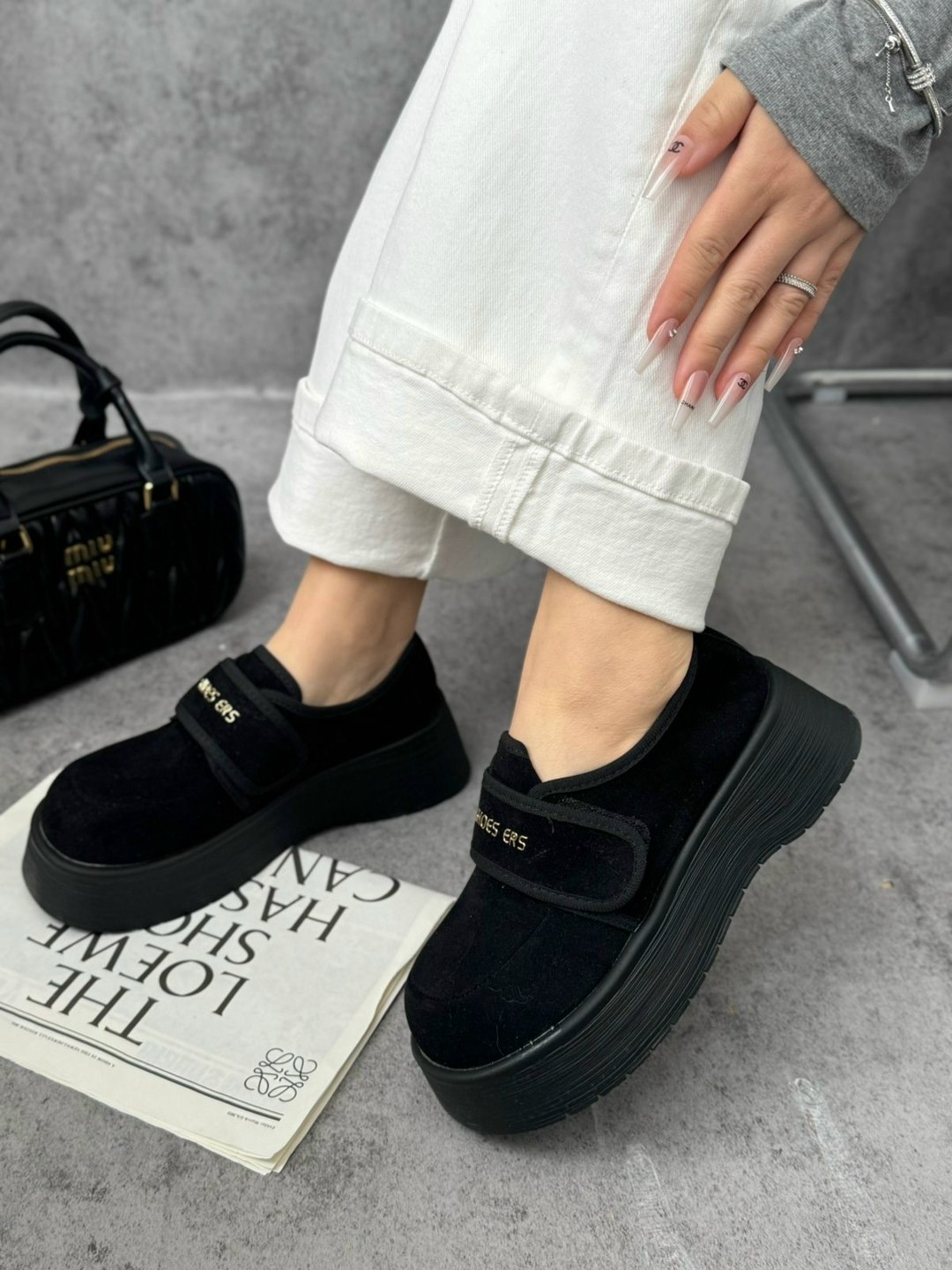 замшевые лоферы miu miu на высокий подошве и фирменной фурнитурой,,женская ,лоферы замш,лоферы женские