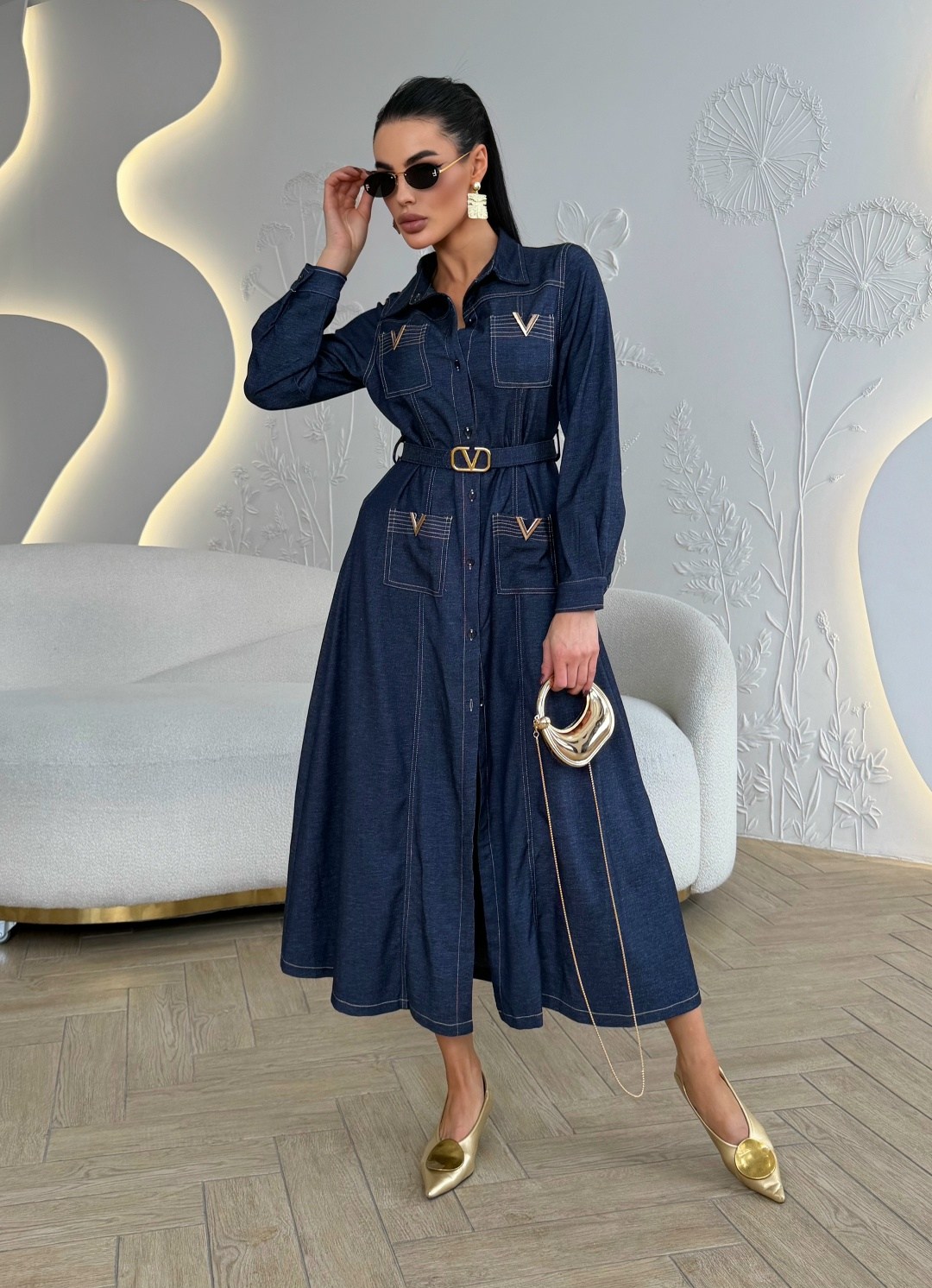 джинсовое платье,джинсовое платье-рубашка длины миди,джинсовое платье женское,джинсовое платье миди,джинсовое платье рубашка