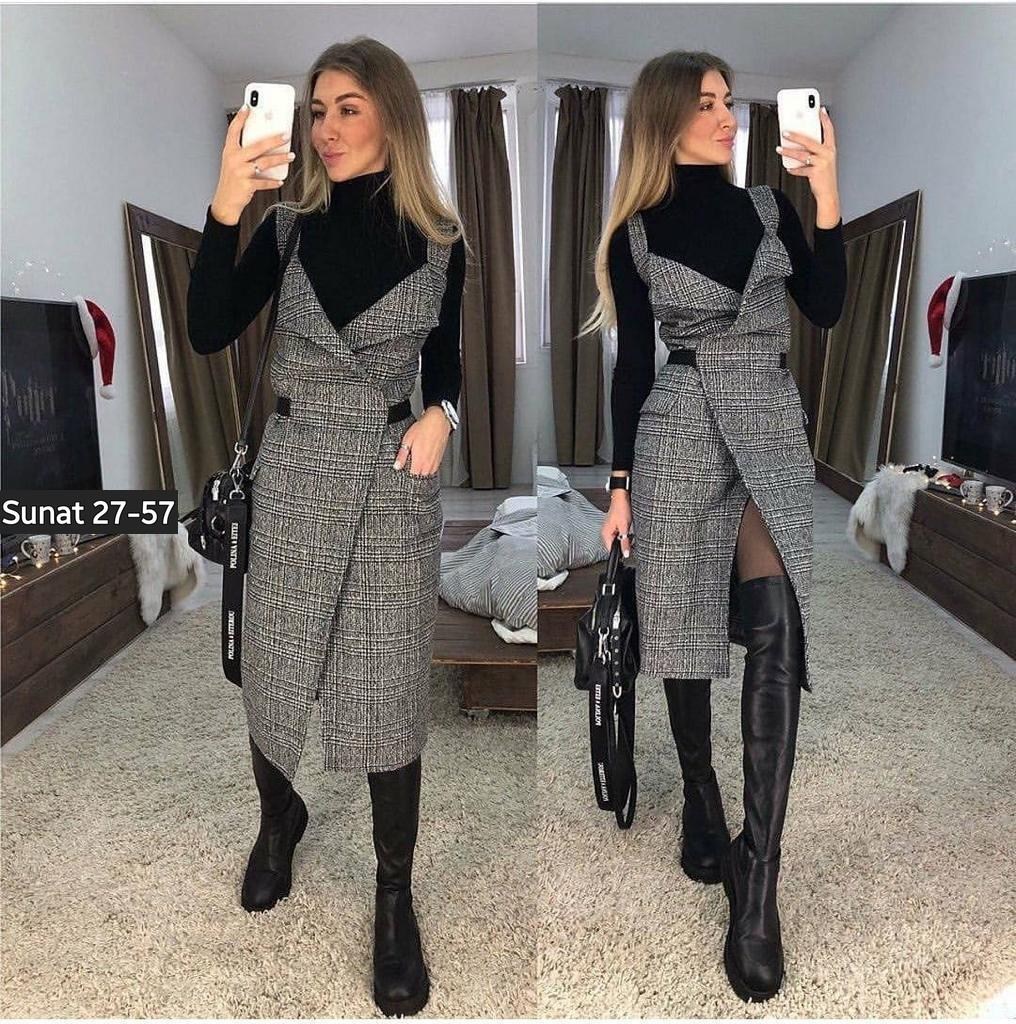 сарафан теплый,стильный сарафан,сарафан из твида,одежда и аксессуары,стильные наряды