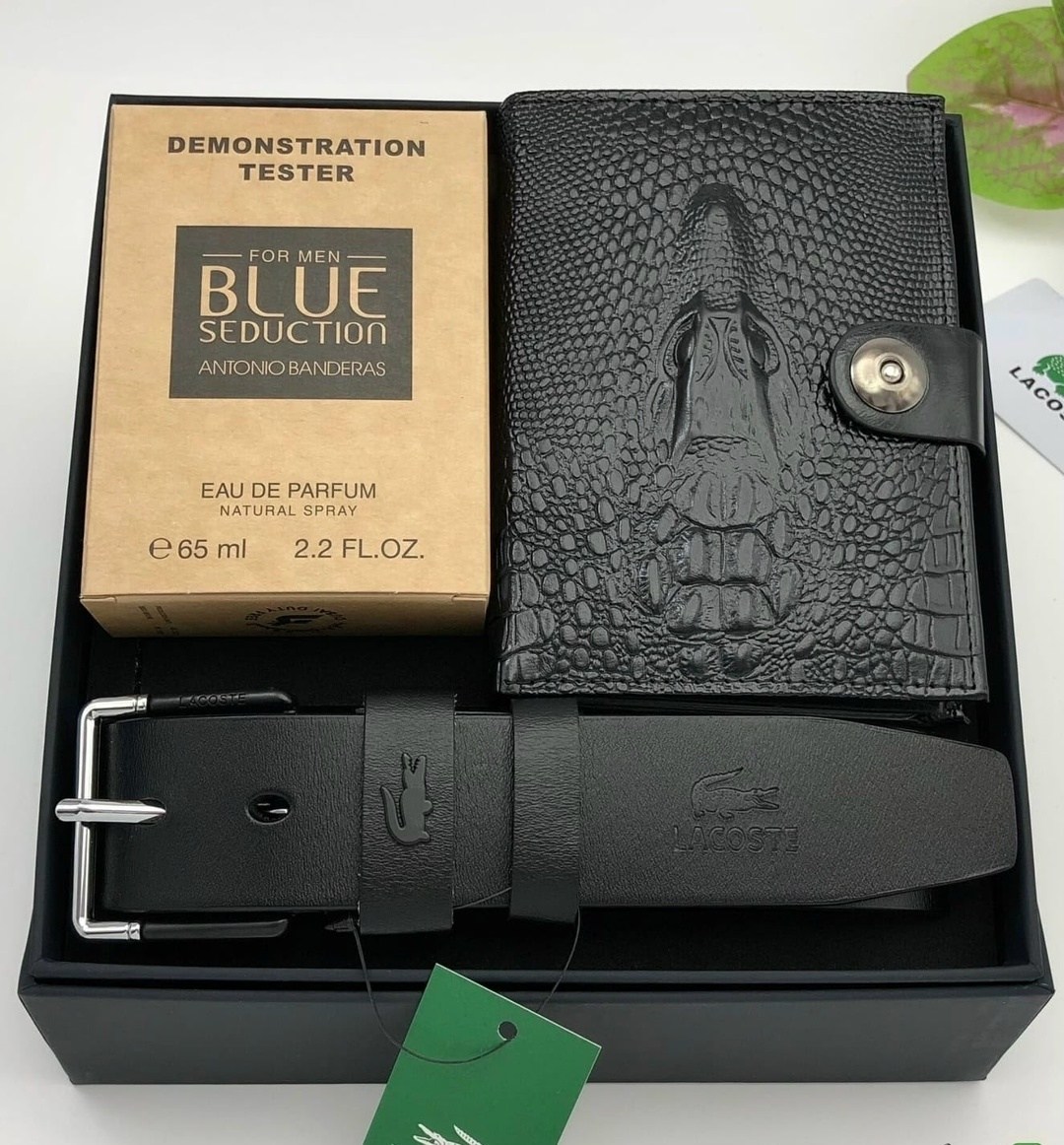 мужской подарочный набор "lacoste" в наборе кошелек, ремень в коробке,набор лакост для мужчин,подарочный набор мужской,мужской подарочный набор lacoste,подарочный набор для мужчин