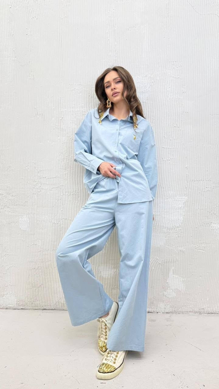костюм голубой,брючный костюм,костюм с брюками,повседневный костюм,голубой костюм женский