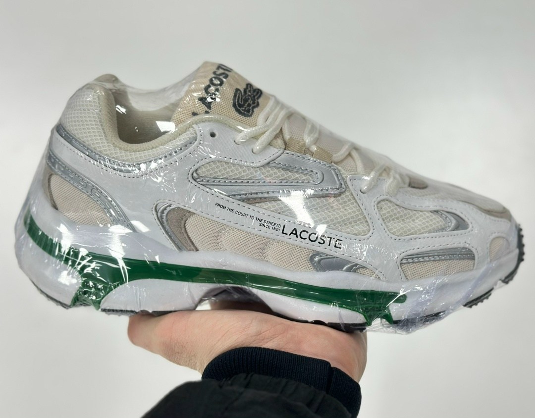 кроссовки lacoste,lacoste l003 2k24 сетчатые кроссовки бело-зеленые,мужские кроссовки 2k24 белого цвета lacoste,lacoste мужские кроссовки,кроссовки спортивные мужские lacoste l003 2k24 white green