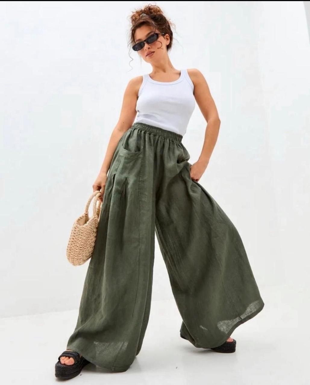 широкие брюки,льняные брюки,штаны льняные,брюки палаццо,кюлоты широкие