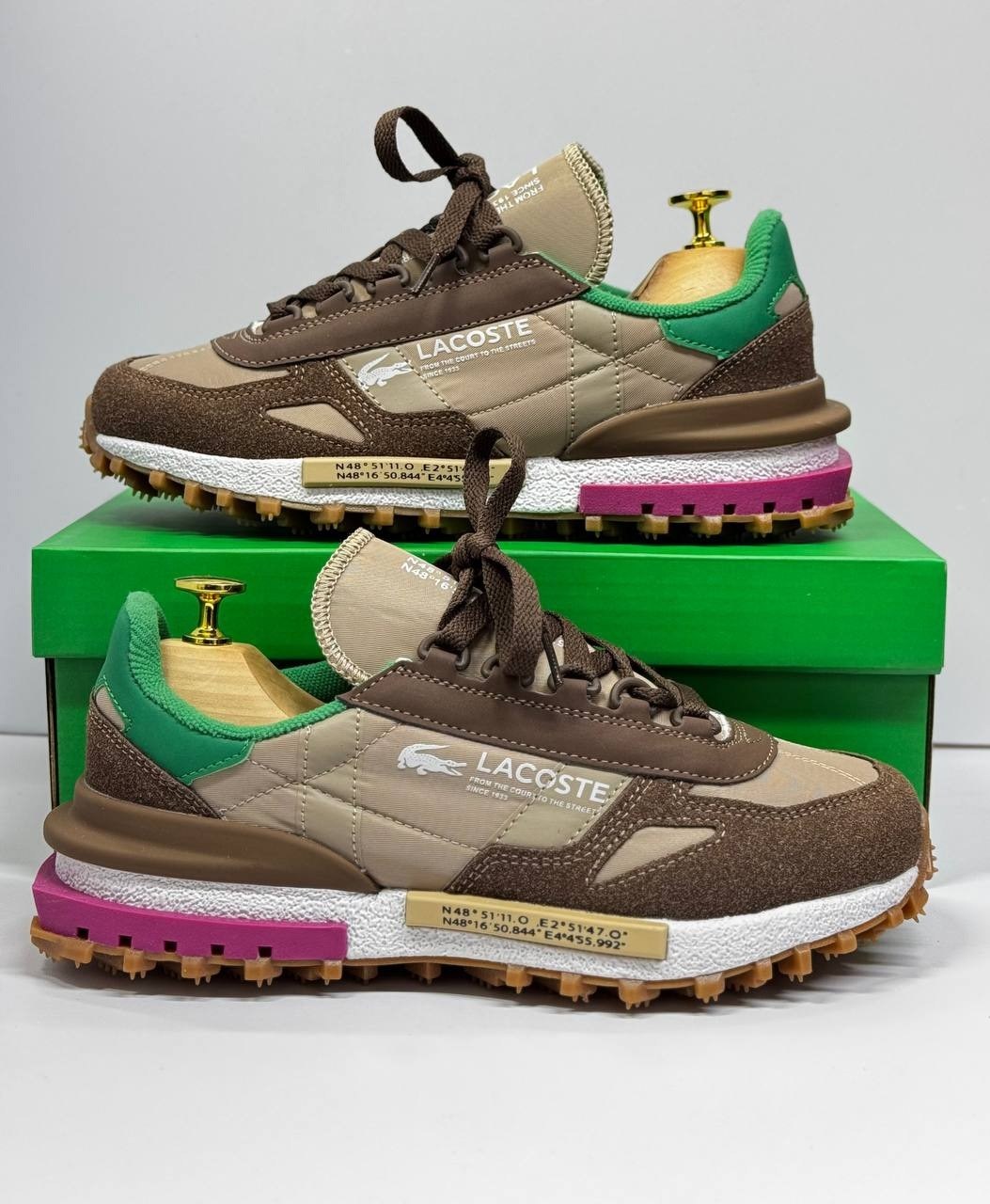 кроссовки женские lacoste elite active коричневый,кроссовки lacoste elite active,кроссовки lacoste,lacoste low-top casual shoes women's light brown green,кроссовки для образа жизни женские низкие laco