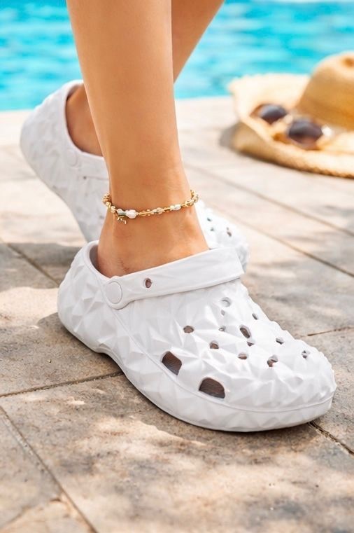 , летняя,модные сандалии,голубые кроксы,женские браслеты на ногу