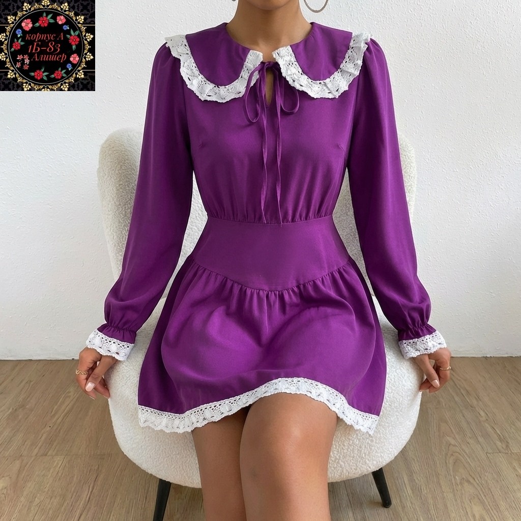 платье с воротником,платье короткие,женское платье,платье модное,синее платье