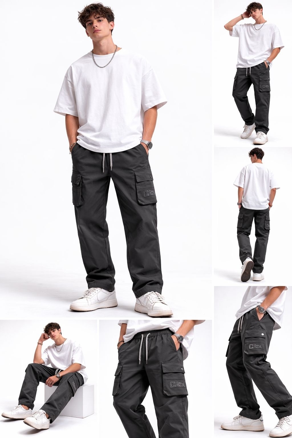 широкие брюки карго мужские с несколькими карманами,штаны с карманами,мужские брюки-карго,широкие карго брюки,брюках карго