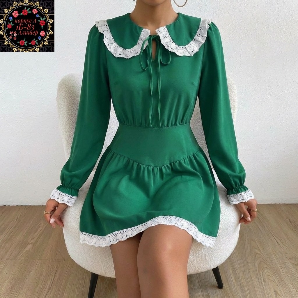 платье с воротником,платье короткие,женское платье,платье модное,синее платье