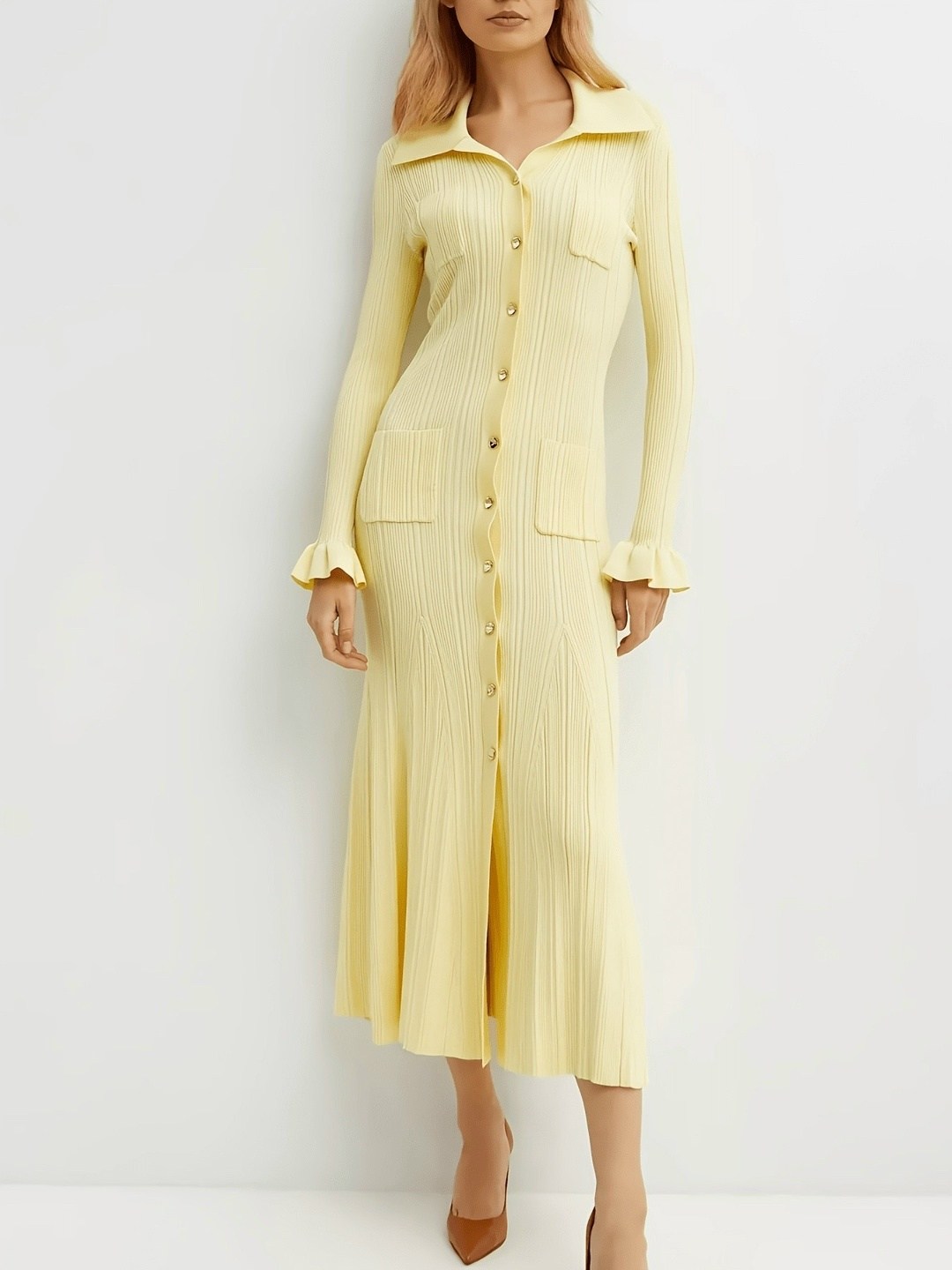 вязаное платье макси,вязаные платья,элегантное вязаное длинное платье желтого цвета 2026,трикотажное платье,трикотажное длинное платье