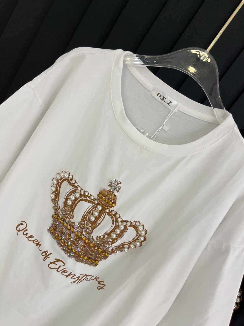 футболка женская,футболка с короной,футболка оверсайз со стразам,футболки дизайн,летние женские футболки