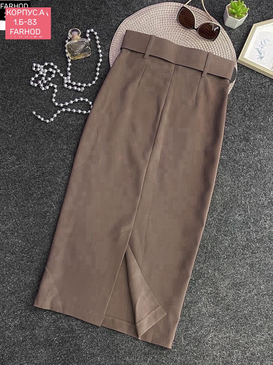 юбка кожаная миди с разрезом lubish 254380440,женская юбка,юбка,юбка с поясом,юбка из экокожи