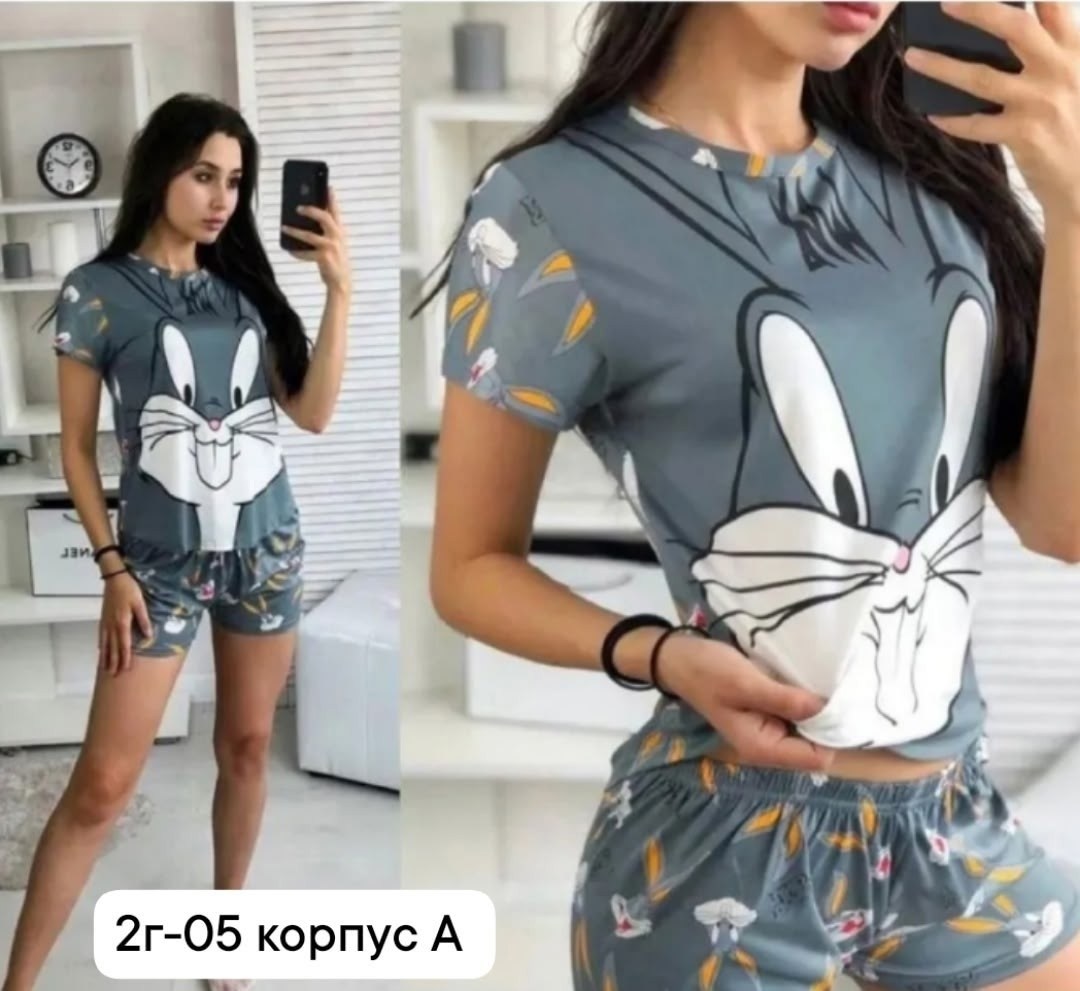 пижама с багз банни женская,комплект пижама,пижама багз банни,женская пижама с шортами,домашний комплект пижама