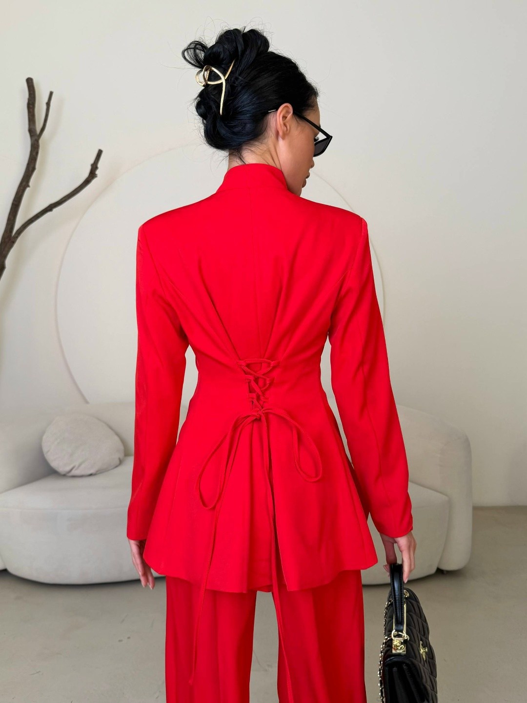 красный брючный костюм палаццо,костюм dilanavip 1992 красный,костюм брючный,брючный костюм dilana vip 1992 красный,женский брючный костюм