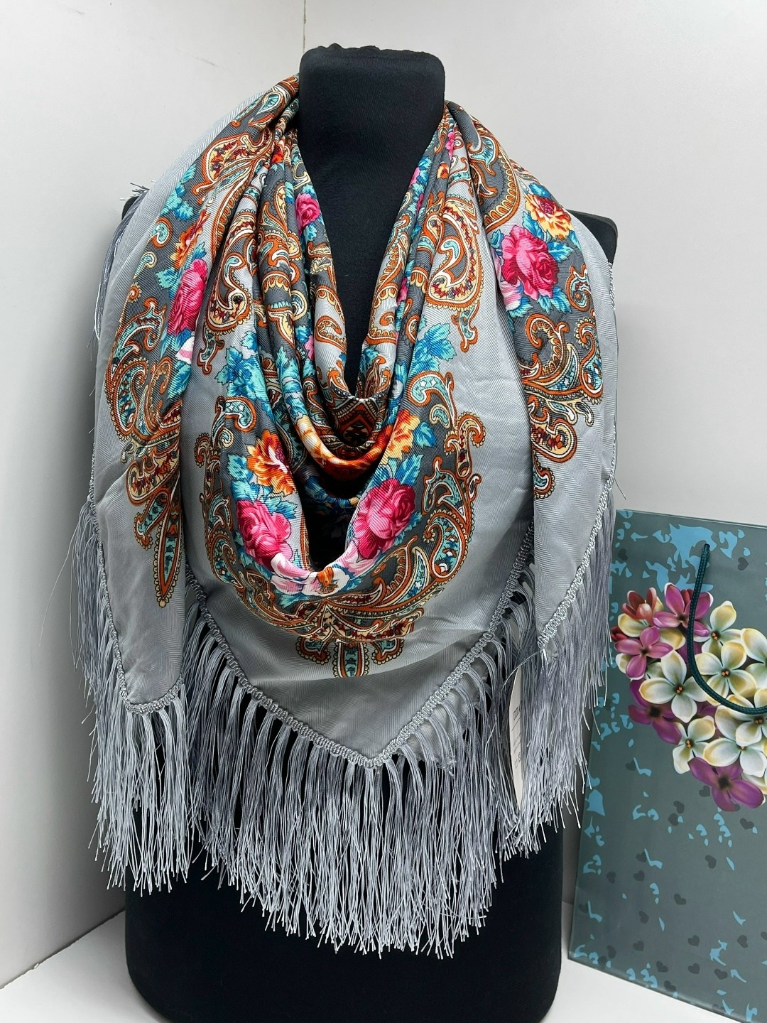 платок 120 см,платок женский,платок в русском стиле,шарф платок,платок шерстяной