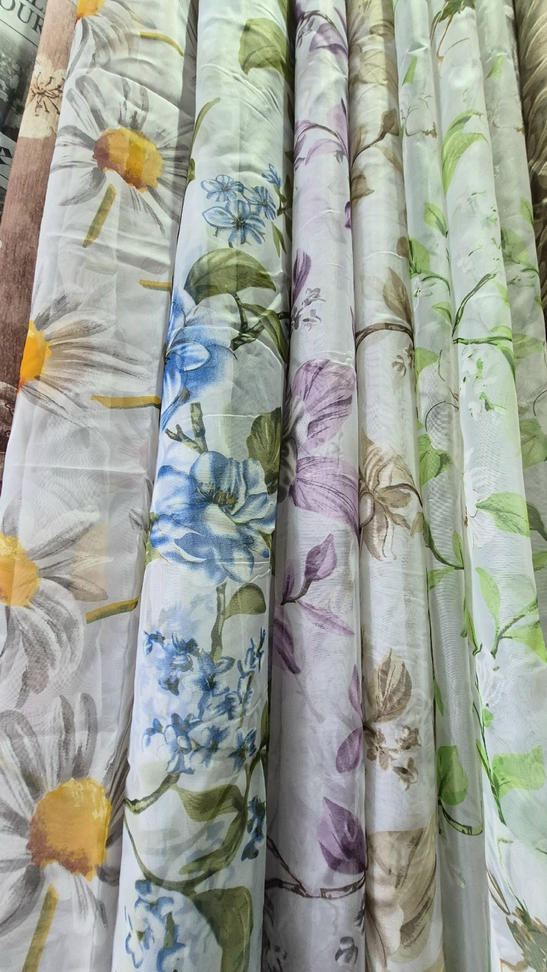 тюль органза деворе сакура,тюль с розами,тюль с цветами,тюль с цветочным принтом,тюль лен с цветами