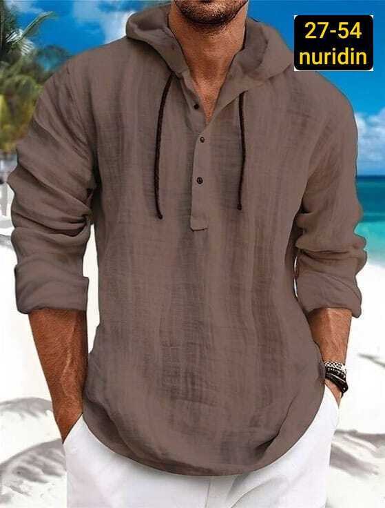 рубашка мужская с капюшоном,рубашка льняная мужская,рубашка с капюшоном,рубашка с длинным рукавом и капюшоном,рубашка мужская летняя