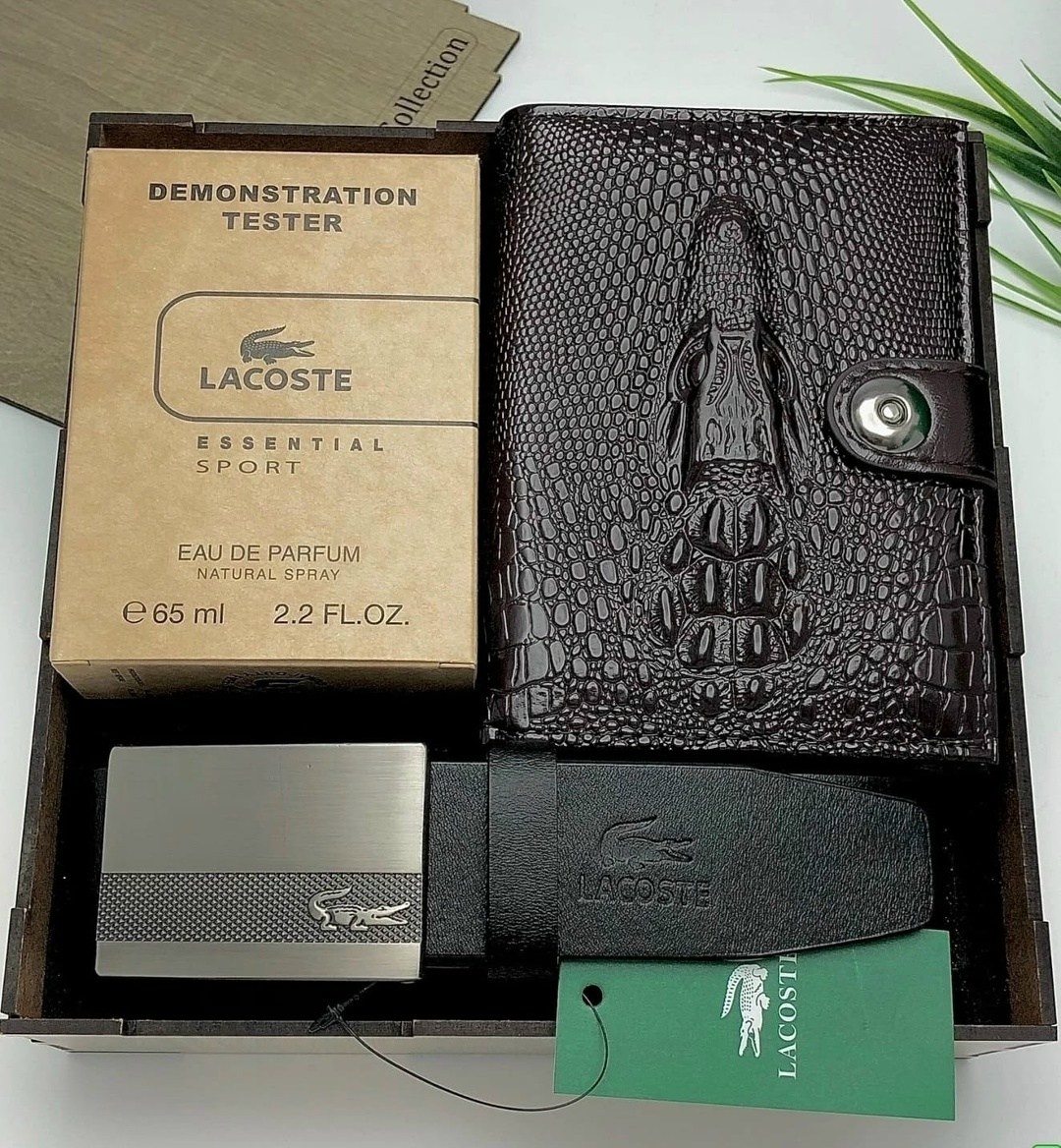 мужской подарочный набор "lacoste" в наборе кошелек, ремень в коробке,набор лакост для мужчин,подарочный набор мужской,мужской подарочный набор lacoste,подарочный набор для мужчин
