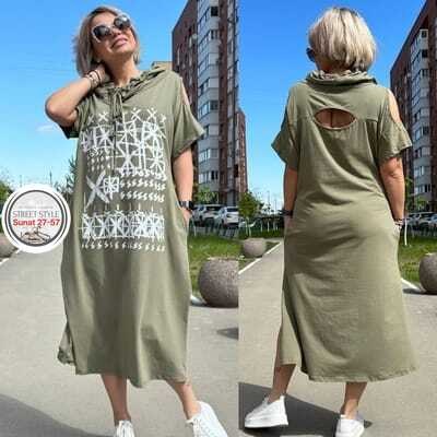 хлопковое платье с капюшоном,платье женское больших размеров,платье летнее,платье модное арт,платье женская