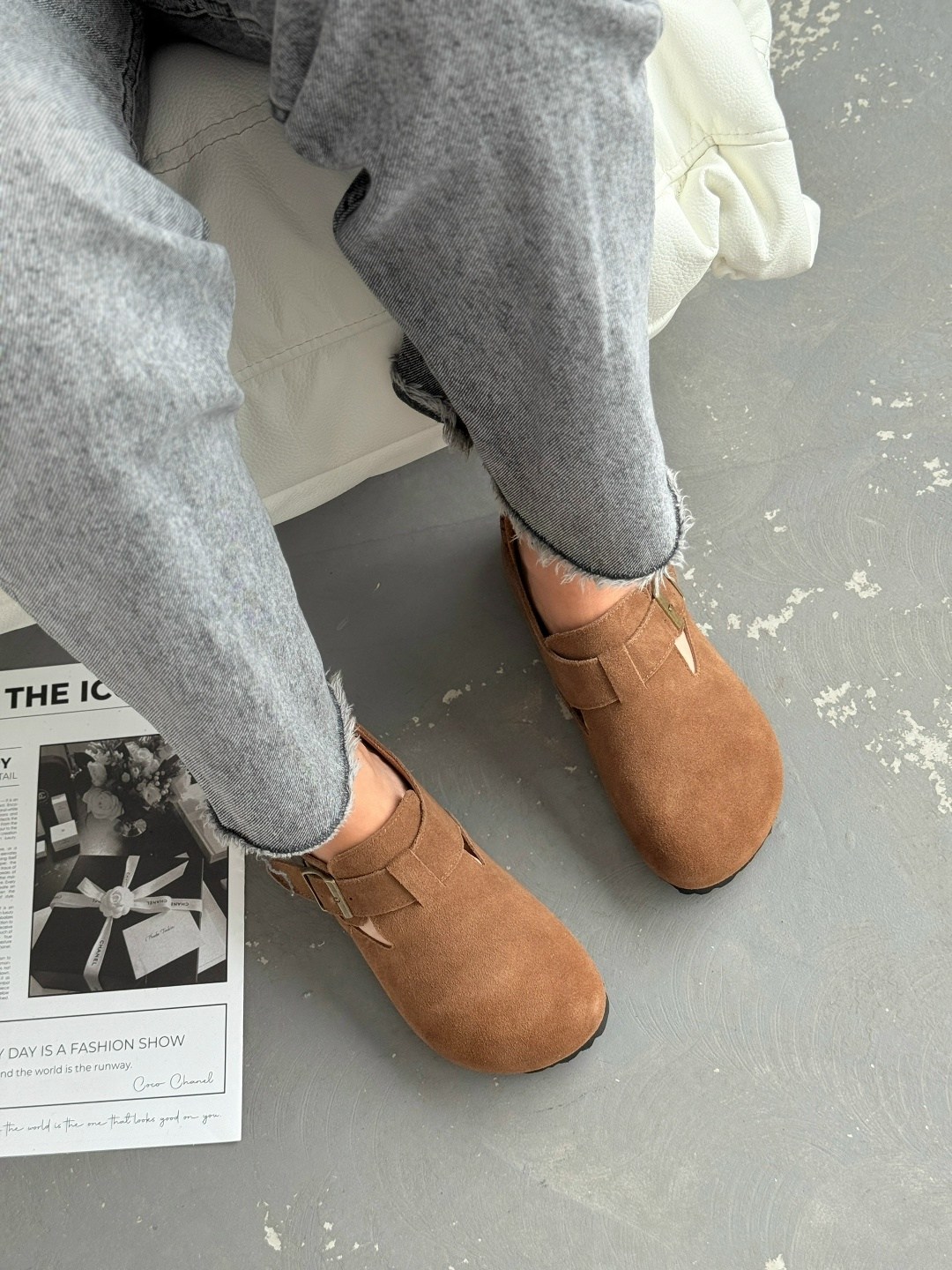 ,сабо замшевые закрытые биркинштоки birkenstock, женская, на плоской подошве,повседневная