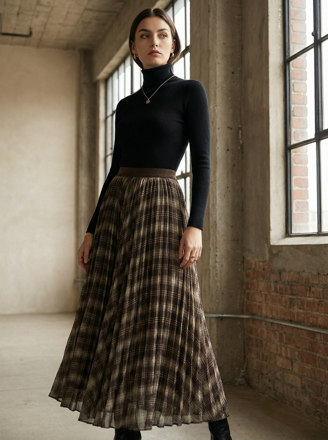женская плиссированная юбка с высокой талией в клетку,клетчатая юбка,юбка плиссированная в клетку,длинная юбка,юбка средней длины