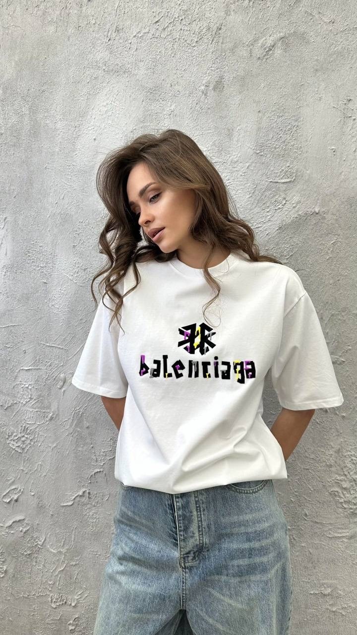 белая футболка баленсиага,женская футболка balenciaga,balenciaga белая оверсайз футболка,белая футболка balenciaga,футболка balenciaga paris мужская белая