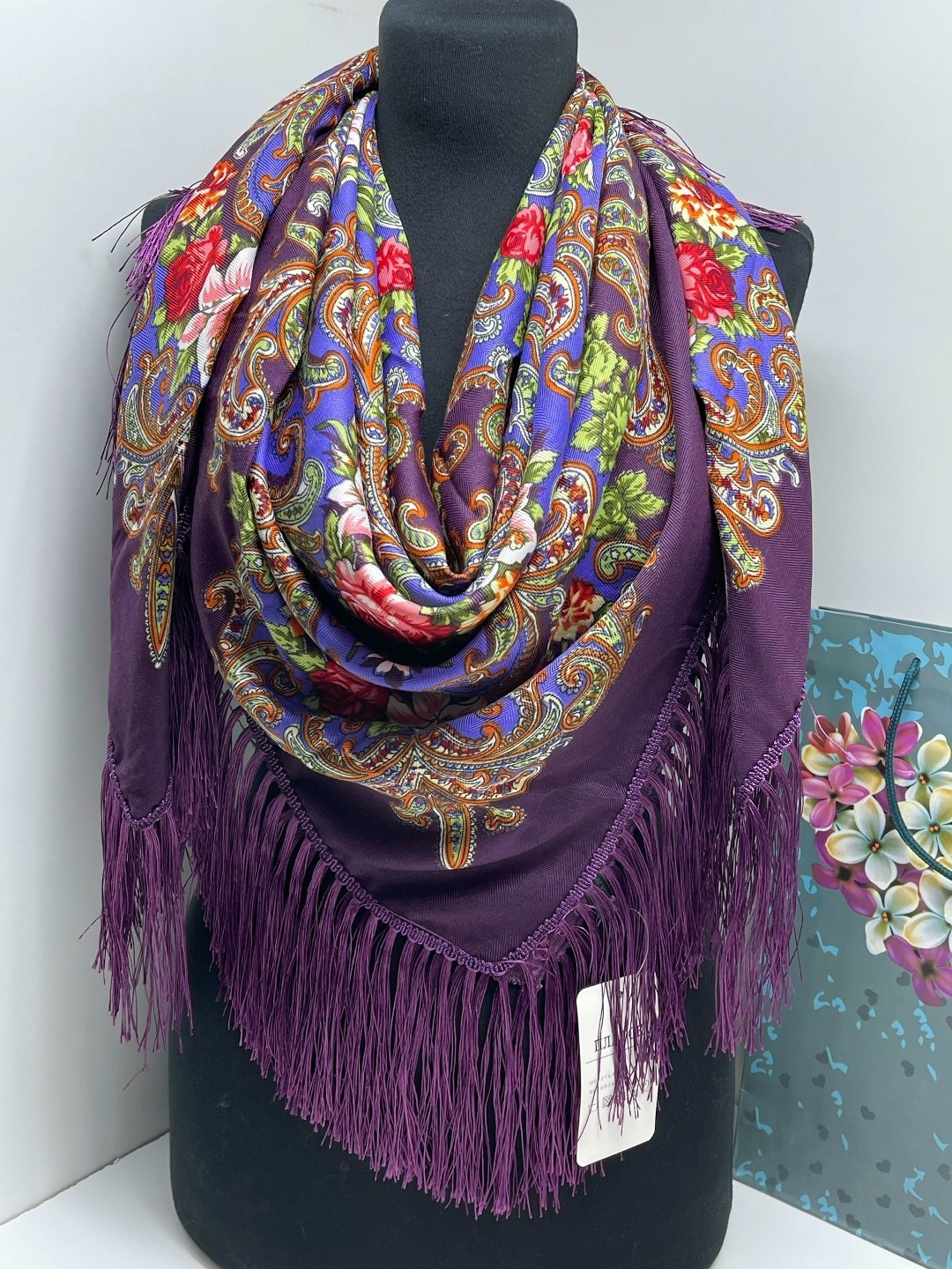 платок 120 см,платок женский,платок в русском стиле,шарф платок,платок шерстяной