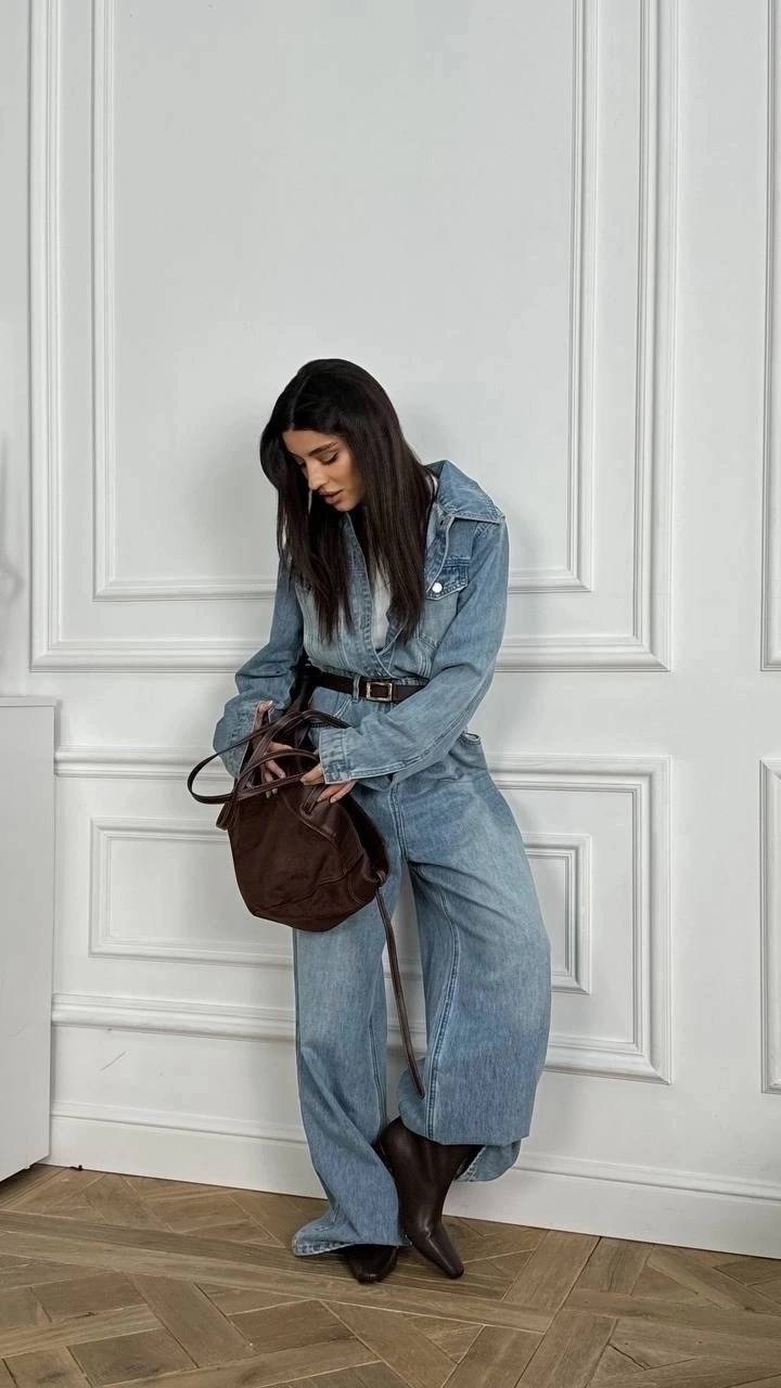 джинсовый комбинезон,женский повседневный комбинезон в джинсовом стиле,джинсовый женский комбинезон,джинсовый комбинезон турция оверсайз couture brand,комбинезон джинс
