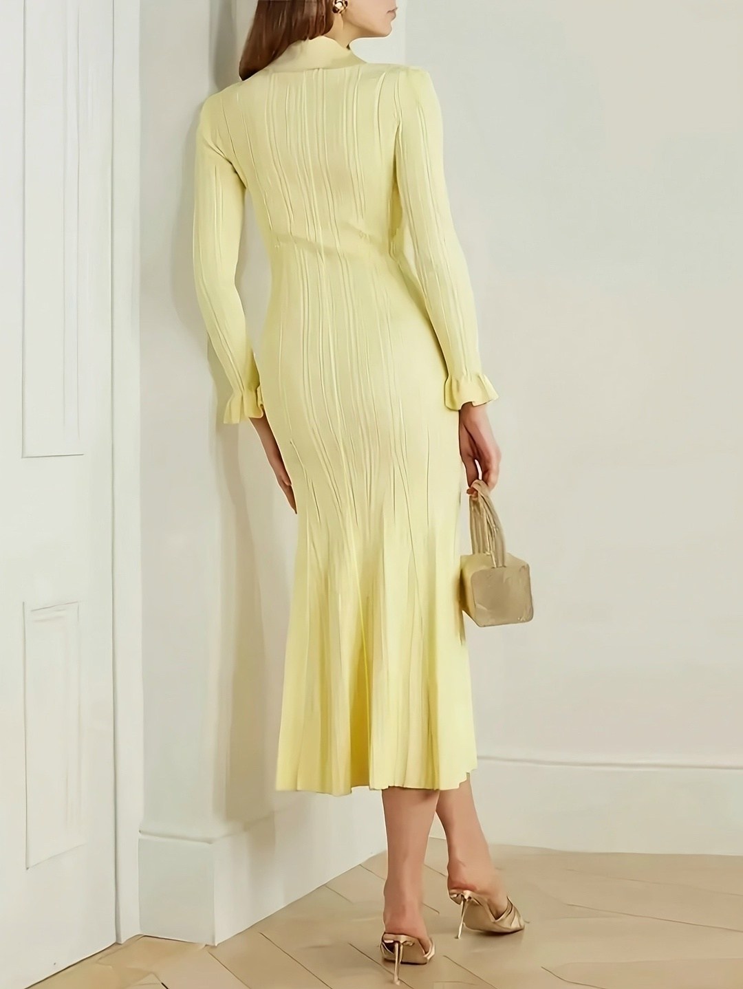 вязаное платье макси,вязаные платья,элегантное вязаное длинное платье желтого цвета 2026,трикотажное платье,трикотажное длинное платье