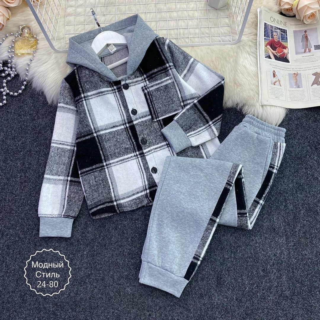 костюм на флисе,костюм в клетку,костюм теплый,костюм подростковый,cпортивный костюм для мальчика