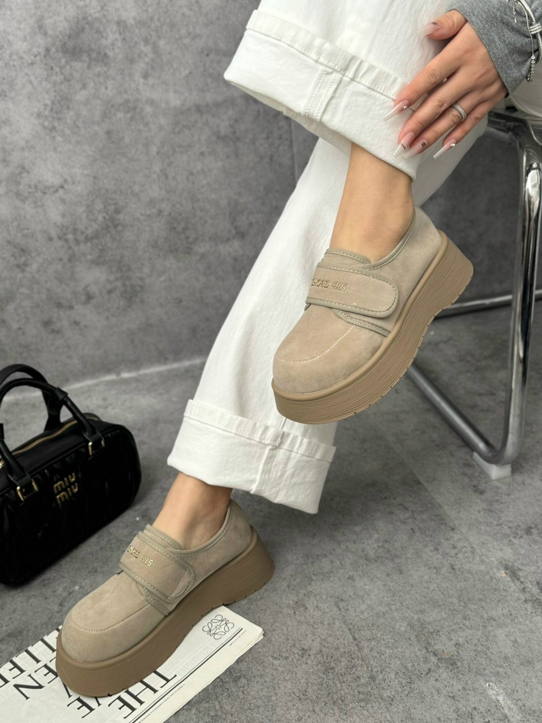 ,замшевая женская  на платформе,туфли на плоской подошве,женская , повседневные