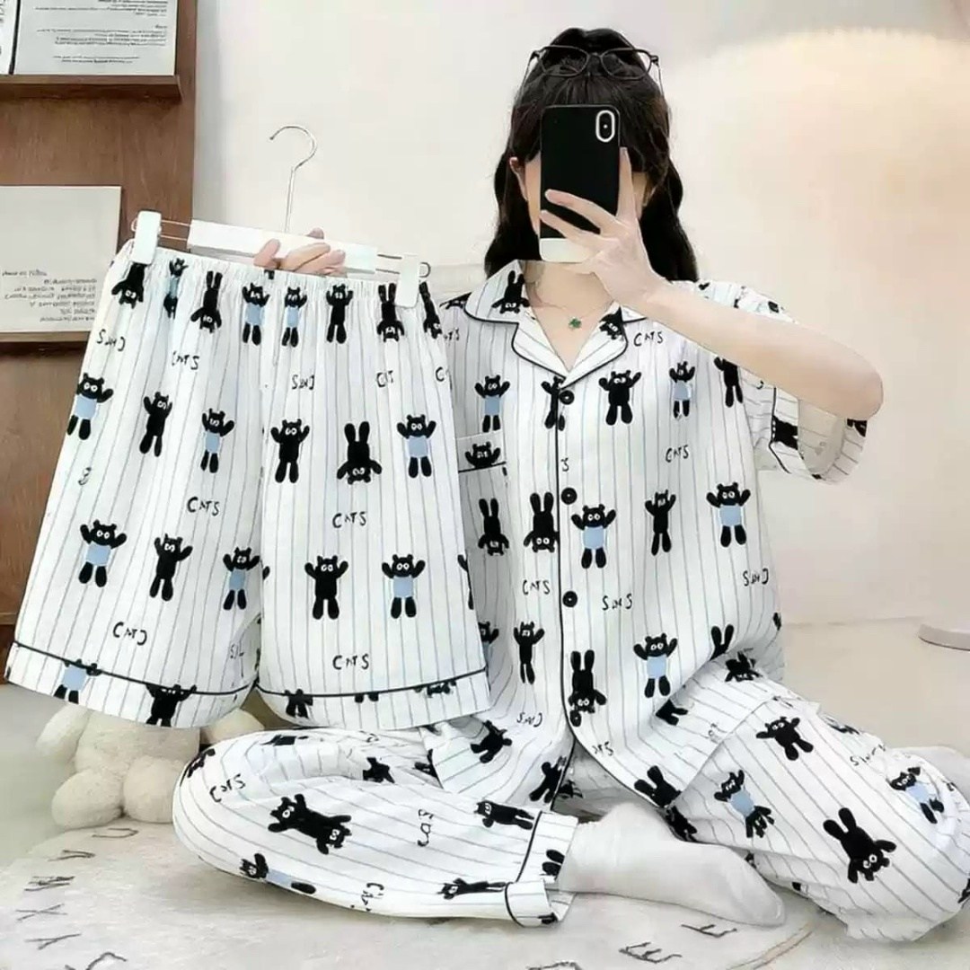 комплект женской пижамы,пижама муслиновая 3 в 1 с рубашкой шортами и штанами elmira_home,пижама женская,женские пижамные комплекты,комплект пижама