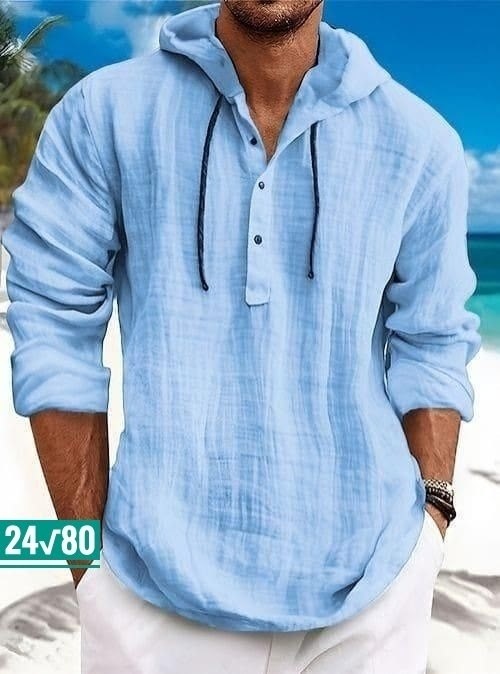 рубашка льняная мужская,рубашка мужская с капюшоном,рубашка с капюшоном,рубашка мужская летняя,рубашка с длинным рукавом и капюшоном