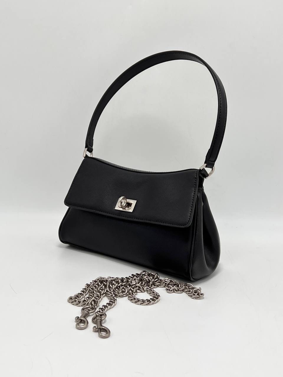 сумка,женская сумка,сумка багет женская натуральная кожа чёрная,сумочка,сумка багет черная