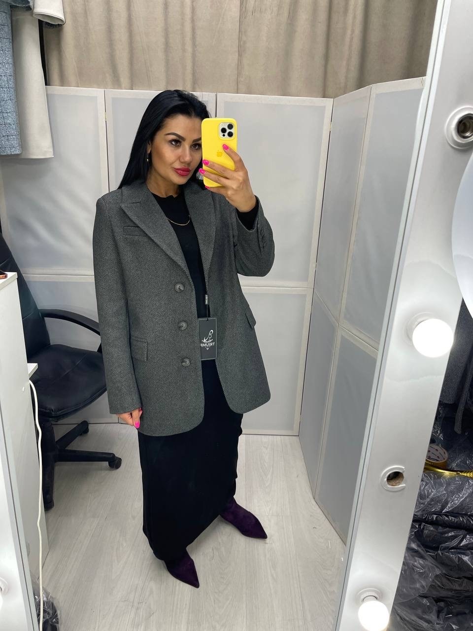 пиджак пальто,пальто модное,пальто пиджак демисезонное onebyone цвет серый,жакет,пиджак-пальто прямого кроя в сером цвете