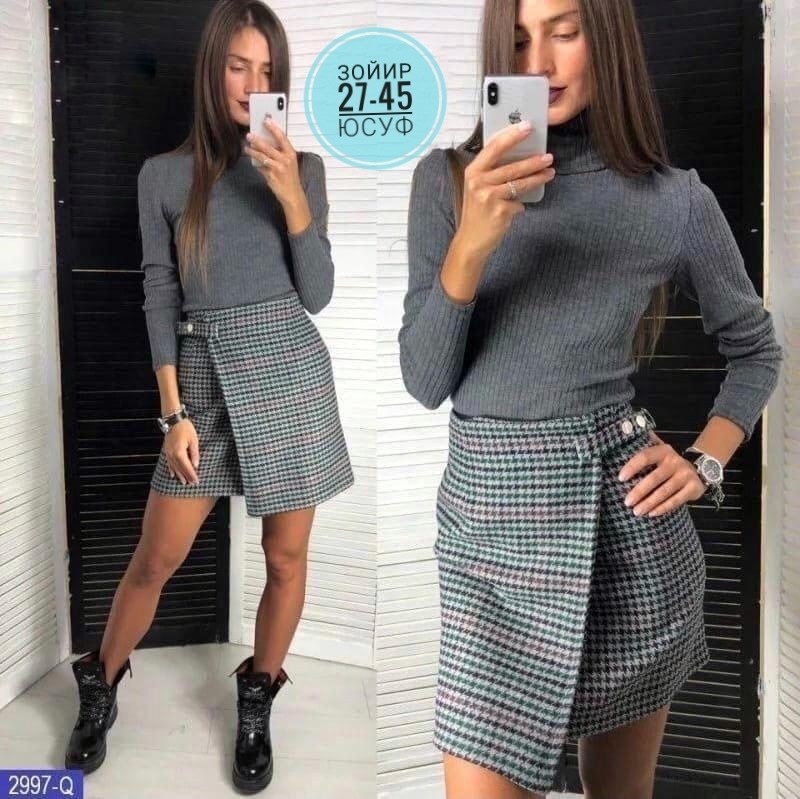 юбка,юбка с кофтой,юбка женская в клетку мини твидовая maril,юбка короткая,теплая юбка