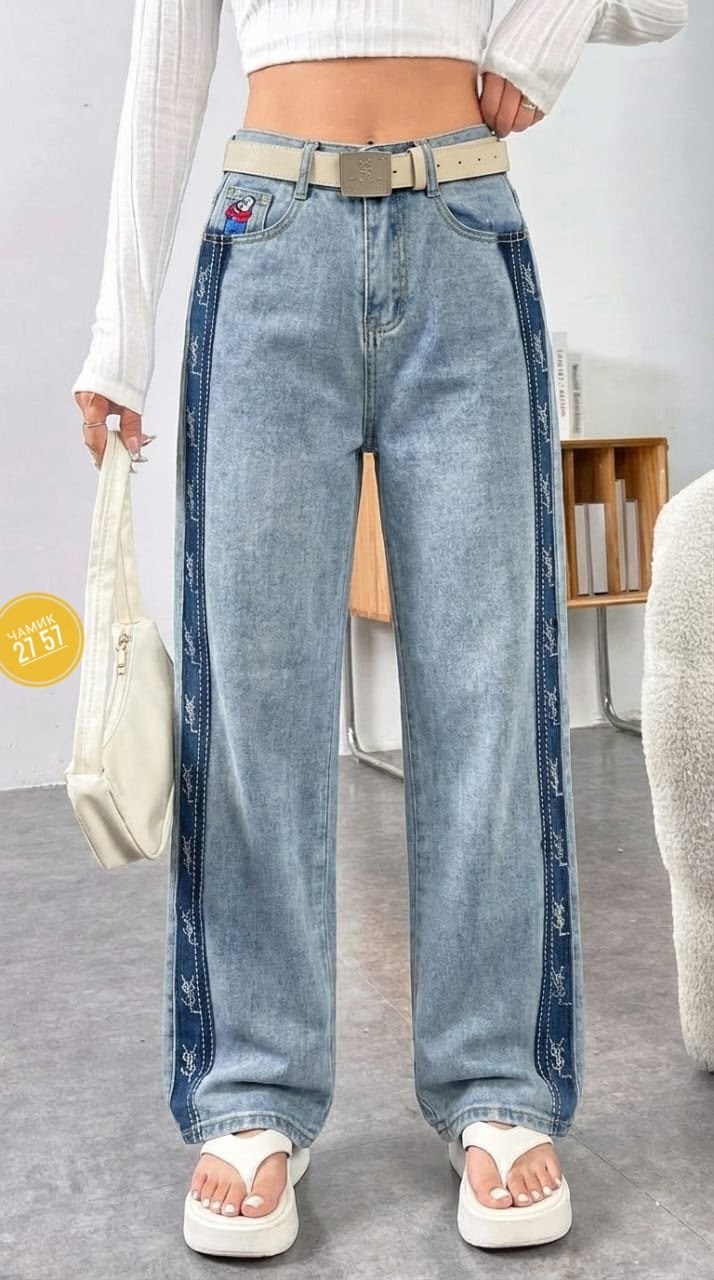 джинсы женские,модные джинсы,прямые джинсы,широкие джинсы,джинсы с вышивкой