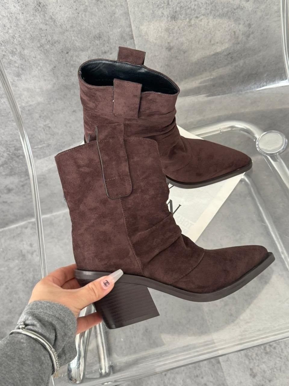 ,замшевые ботильоны,замшевые казаки,ботильоны казаки, женская