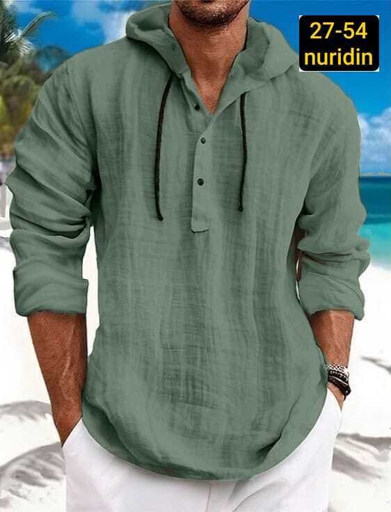 рубашка мужская с капюшоном,рубашка льняная мужская,рубашка с капюшоном,рубашка с длинным рукавом и капюшоном,рубашка мужская летняя