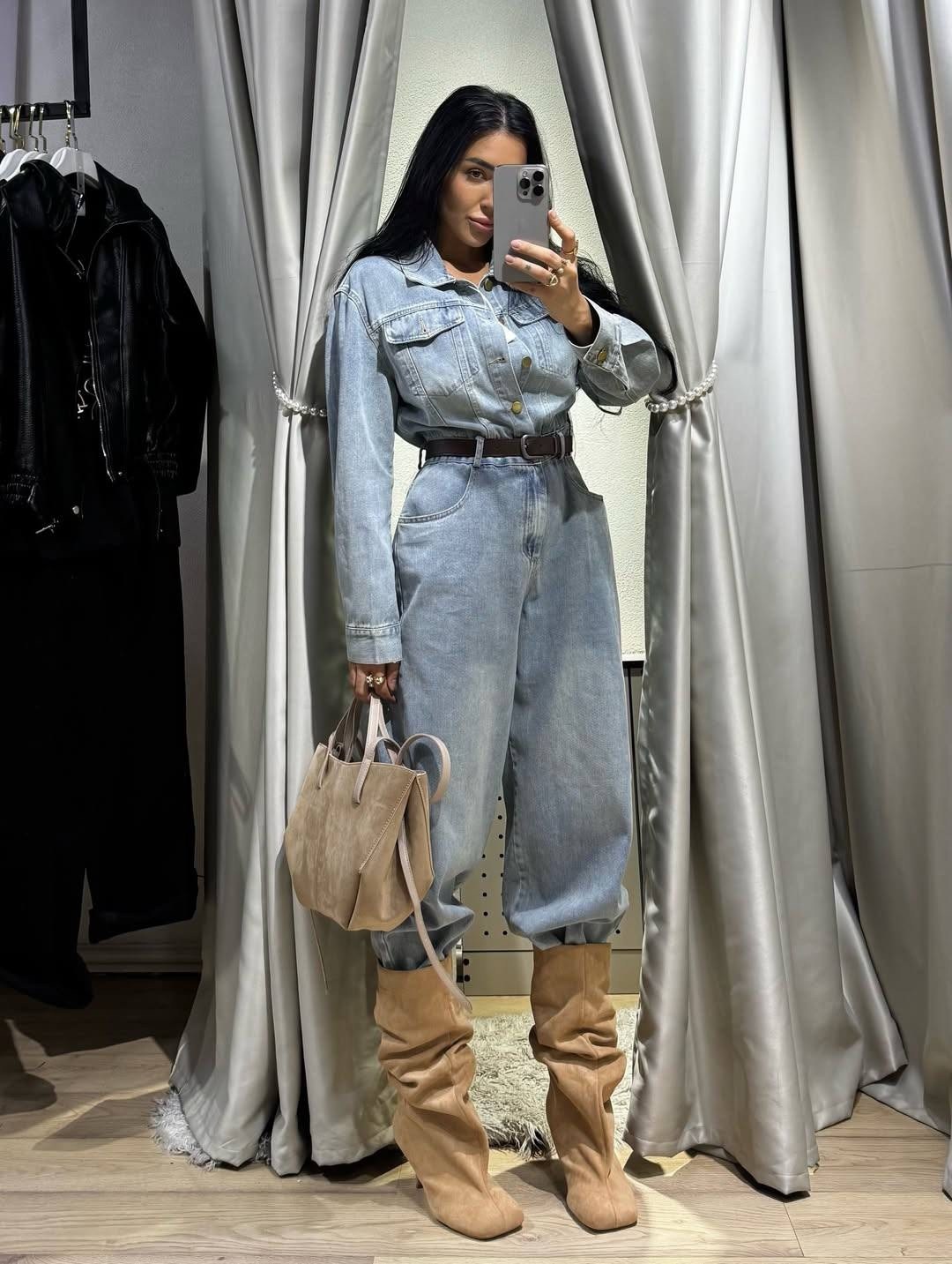 джинсовый комбинезон,женский повседневный комбинезон в джинсовом стиле,джинсовый женский комбинезон,джинсовый комбинезон турция оверсайз couture brand,комбинезон джинс