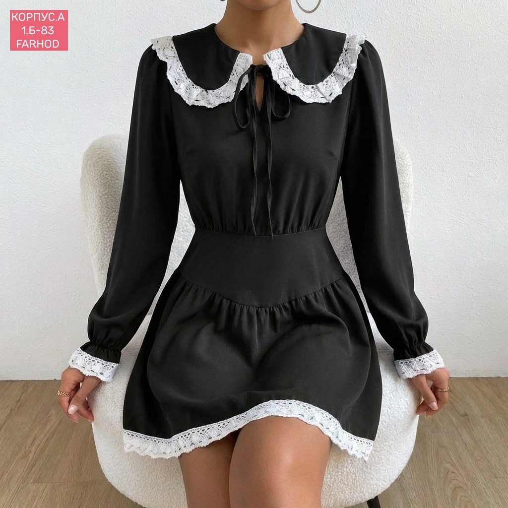 платье с воротником,элегантные платья,платье короткие,синее платье,школьное платье