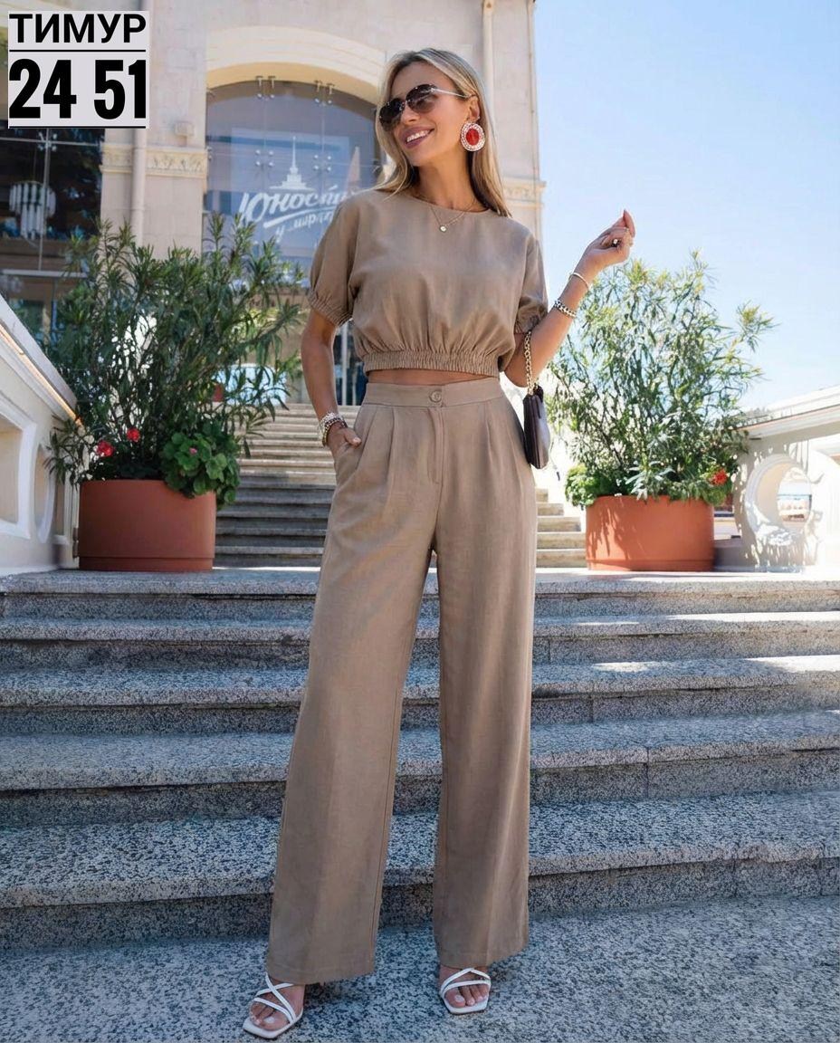 брючный костюм,летние брючные костюмы,бежевый костюм,брючный женский костюм,костюм с брюками палаццо