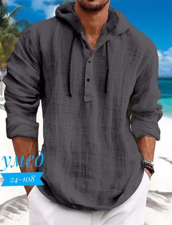 рубашка льняная мужская,рубашка мужская с капюшоном,рубашка с капюшоном,рубашка мужская летняя,рубашка с длинным рукавом и капюшоном