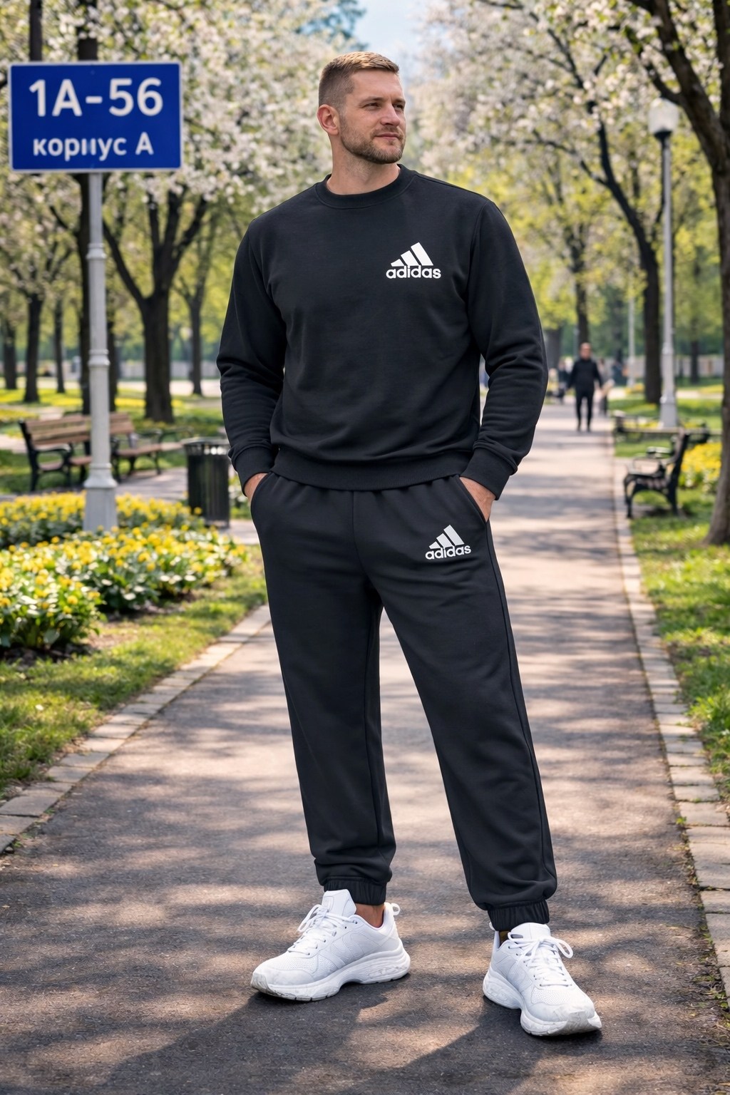 спортивный костюм adidas,мужской спортивный костюм adidas,адидас мужской спортивный костюм из худи черный и серый,спортивные костюмы мужские адидас,свитшот адидас мужской черный