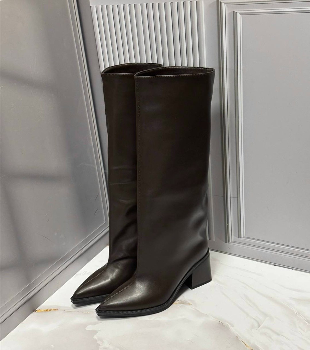 сапоги,,сапоги женские,сапоги до колена на высоком каблуке с острым носком, женская