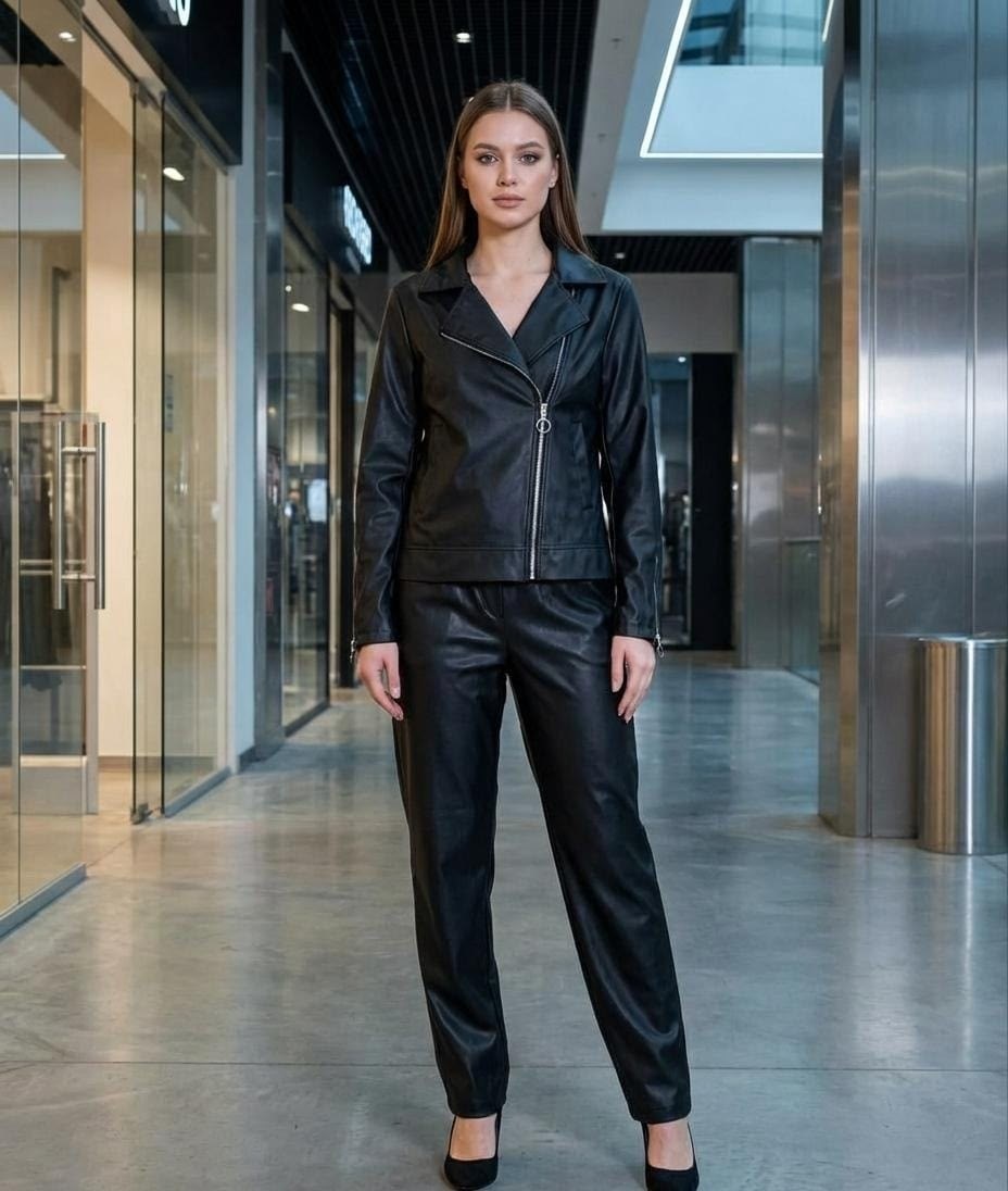 куртки кожаные женские,кожаная куртка,кожаная косуха женская,брючный костюм из экокожи,косуха кожаная