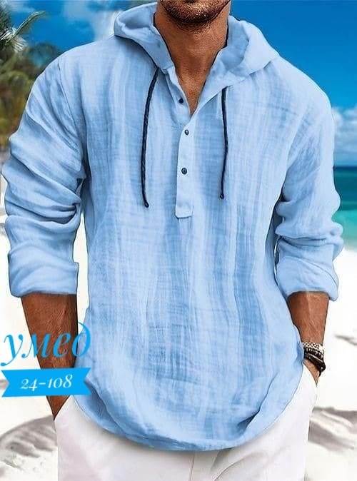 рубашка льняная мужская,рубашка мужская с капюшоном,рубашка с капюшоном,рубашка мужская летняя,рубашка с длинным рукавом и капюшоном