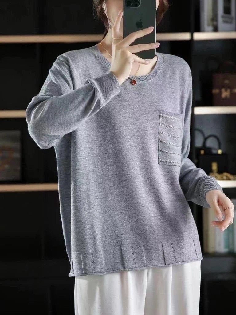 свободный повседневный свитер,модный джемпер,пуловер женский,модные свитера,свитер с круглым вырезом
